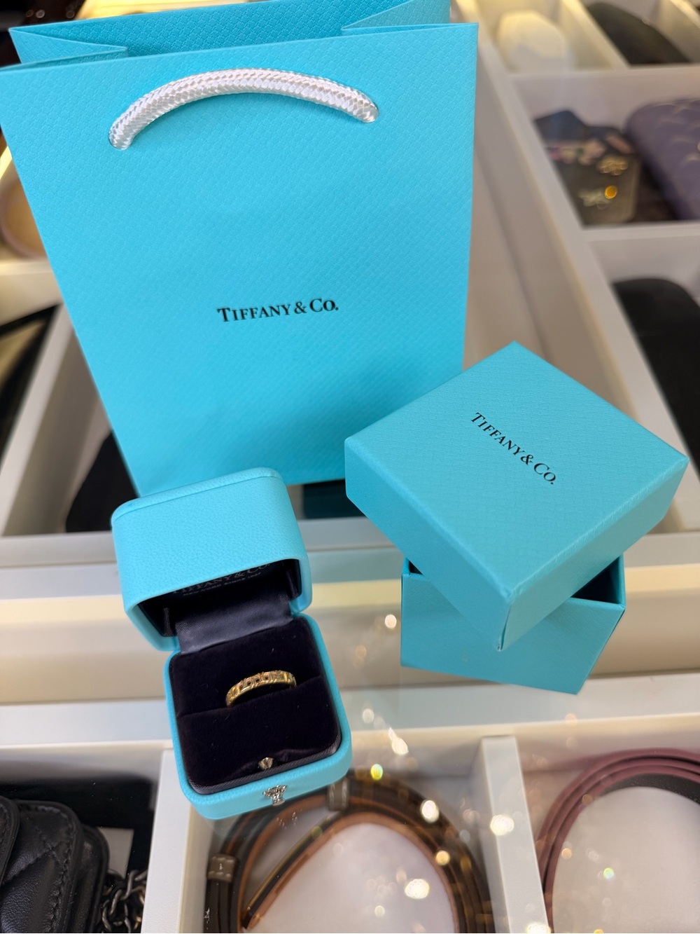Tiffany & Co. Gold Ring with Signature Tiffany Blue Packaging